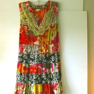 Free People Patch fabric shift/sheath dress w/ Tie